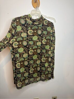 Jane and Delancey Black Floral Print Long Sleeve Blouse